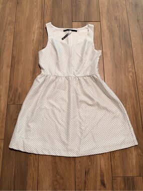 White Polka Dot Sleeveless Fit & Flare Dress